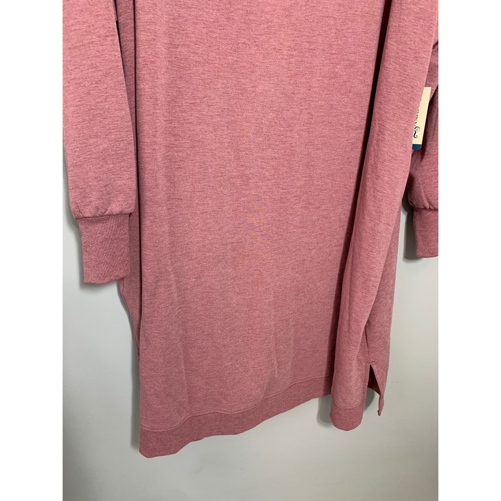 NEW Terra & Sky Sweatshirt Dress Women 3X Pink V-Neck Long Sleeve Pockets - Picture 4 of 10